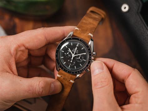 omega watch strap leather|best straps for omega speedmaster.